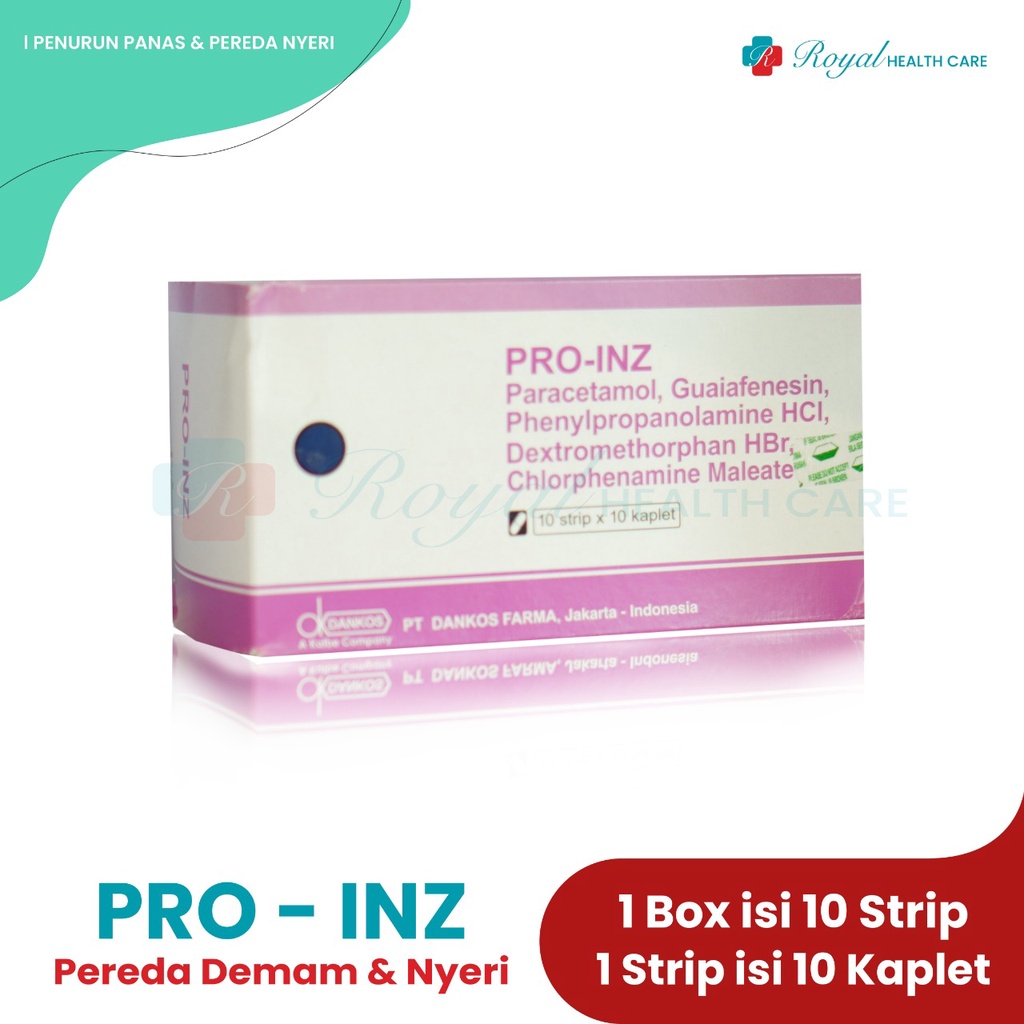 PRO-INZ STRIP 10 Kaplet Meringankan Flu, Batuk Disertai Demam