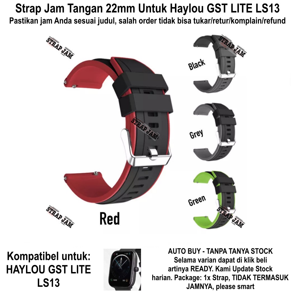 Tali Jam Kompatibel Haylou GST Lite LS13 22mm - Strap SSR Sporty Rubber List Warna