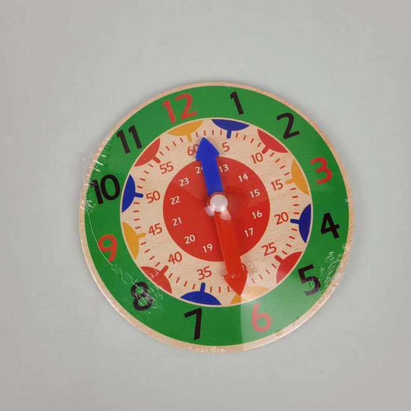 MYY Mainan Anak Montessori Clock Hour Minutes Children Toy - SZ0916 Hijau Green Melatih Kecerdasan Otak Anak mengenai waktu dan jam