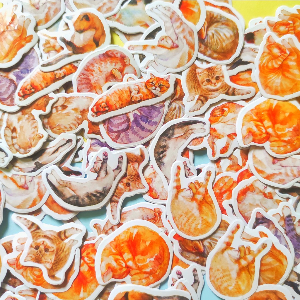 

(5pcs) Stiker Kucing Oren | Orange Tabby Cat Sticker | Bahan Bullet Journal Bujo Aesthetic