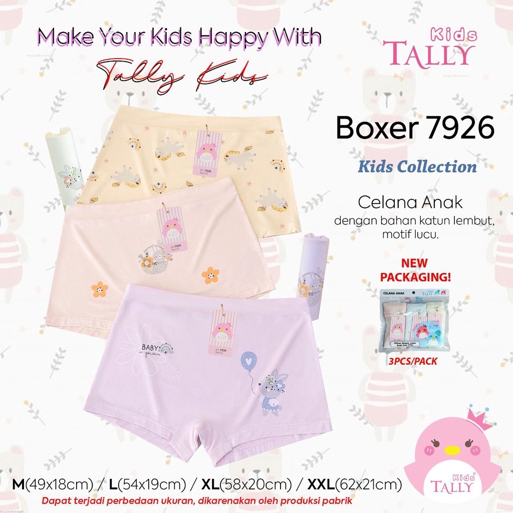 TALLY KIDS GIRL 7926 I CD CELANA DALAM BOXER ANAK CEWEK