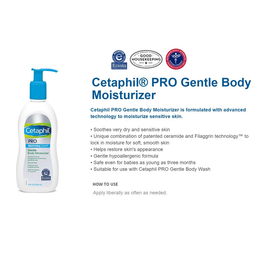 Cetaphil Pro Ad Derma Skin Restoring Wash / Moisturizer -JB