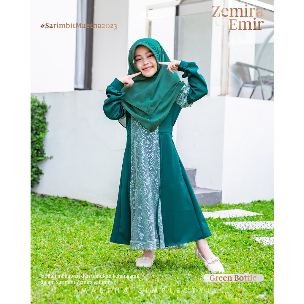 Maetha - Gamis Muslim Anak Zemira Series-Green Bottle