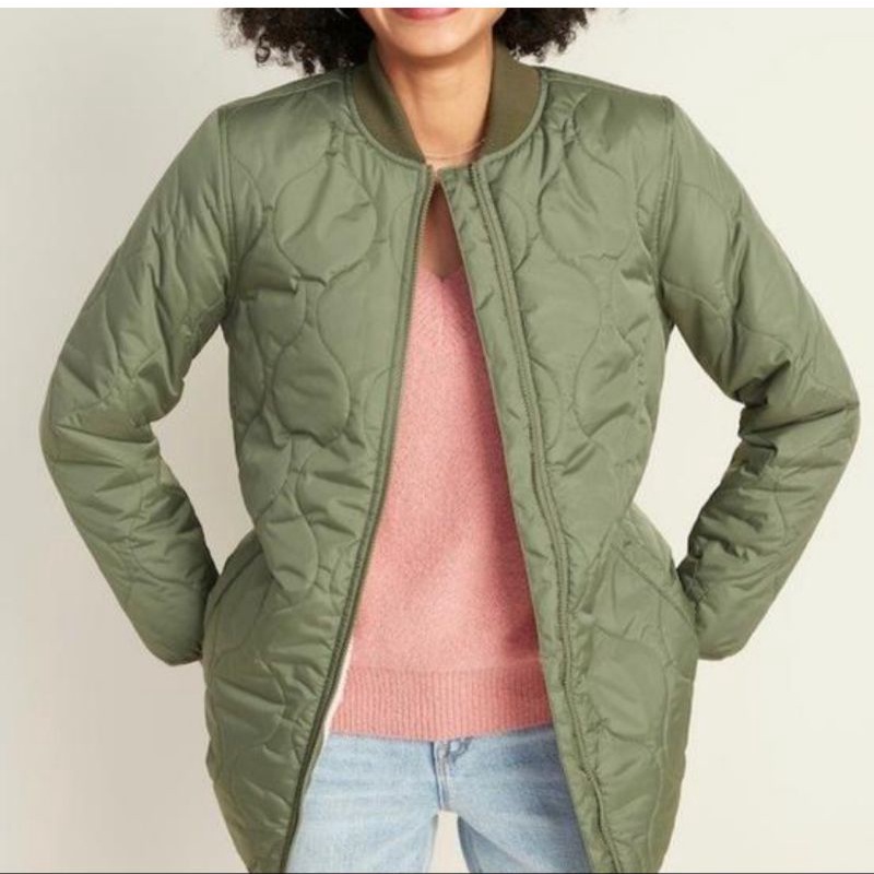 Jacket Wanita Oldnavy WATER RESISTANT Sherpa Lined UNISEX Quilted Original Branded