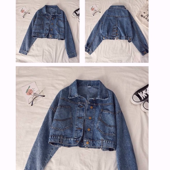 JAKET jeans wanita crop kekinian oversize terbaru 2023 korean style jaket jeans import wanita bangkok Jaket jeans cewek