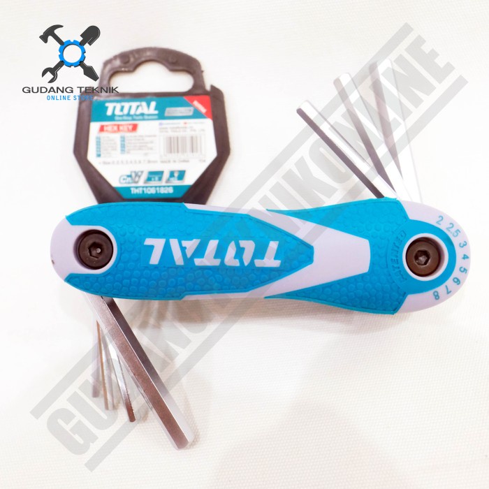 Kunci L Lipat SET 8 Pcs 2-8mm THT1061826 TOTAL / Hex Key All in One SET 2mm 2.5mm 3mm 4mm 5mm 6mm 7mm 8mm 8Pcs THT 1061826 TOTAL