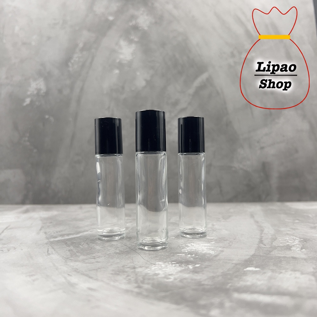 Botol Roll On 10ml Kaca Tebal Clear Bening Bola Roller Besi Stainless Essential Oil Parfum Refill