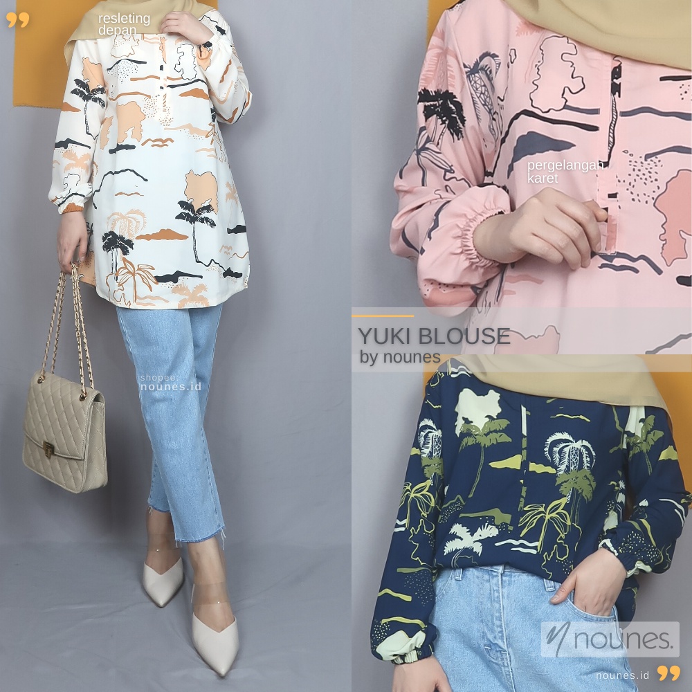 Nounes Yuki Blouse casual tangan panjang matt Woolpeach Monalisa All Size LD 100