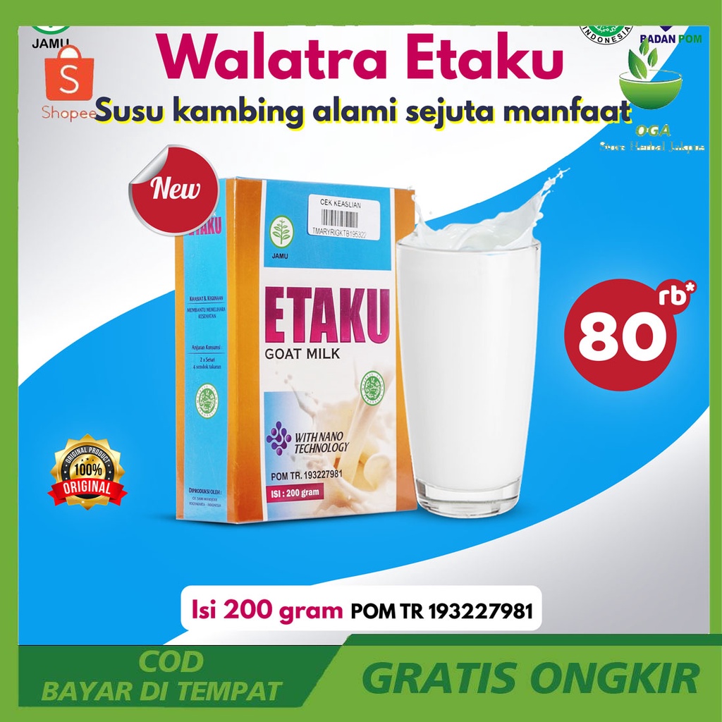 

Susu Kambing Original Etawa Asli Walatra Etaku 1 Box Isi 200 Gram Tanpa Efek Samping