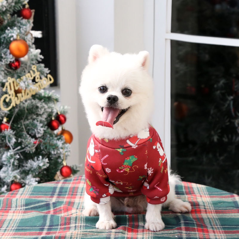 Plus Beludru Print Natal Hewan Peliharaan Kucing Anjing Pakaian Anjing Jaket Anjing Desainer Anjing Baju Natal Untuk Anjing Kecil Besar Kostum Anjing