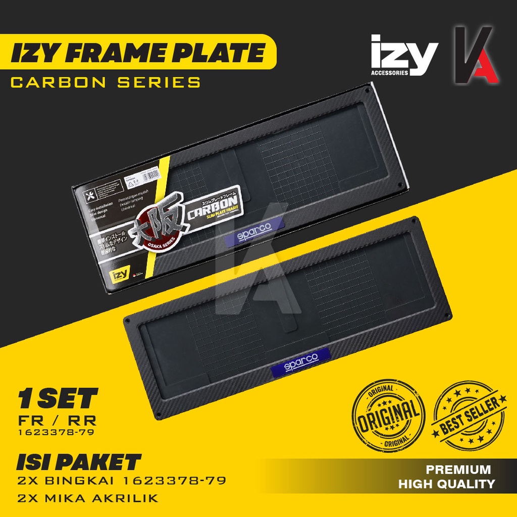 COVER / DUDUKAN / TATAKAN / TEMPAT PLAT NOMOR MOBIL AKRILIK IZY CARBON