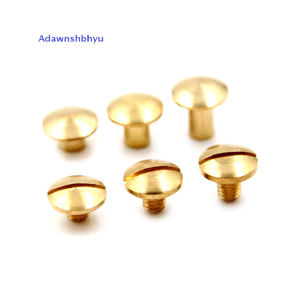 Adhyu 10x Arc Solid Brass Button Stud Screw Paku Sekrup Belakang Kulit Rivet Belt 6mm ID