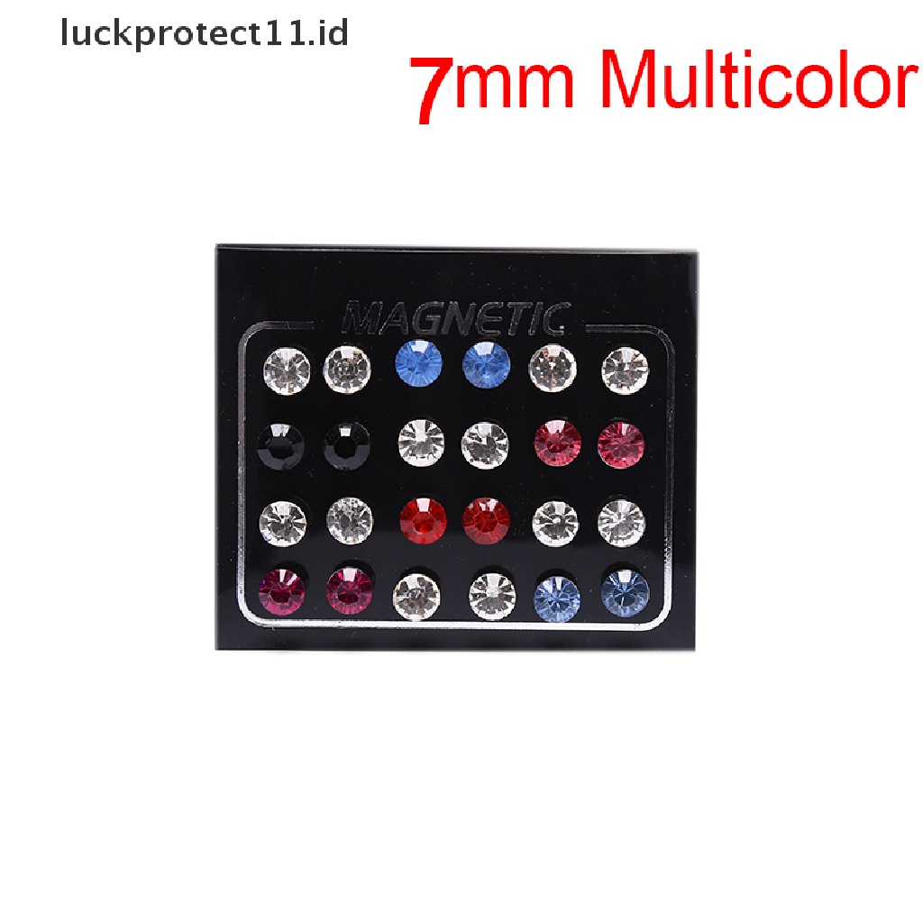 /Fashion Hot// Fashion// 24Pcs/Set Magnetik Non Klip Bulat Berlian Imitasi Stud Earrings Jewelry.