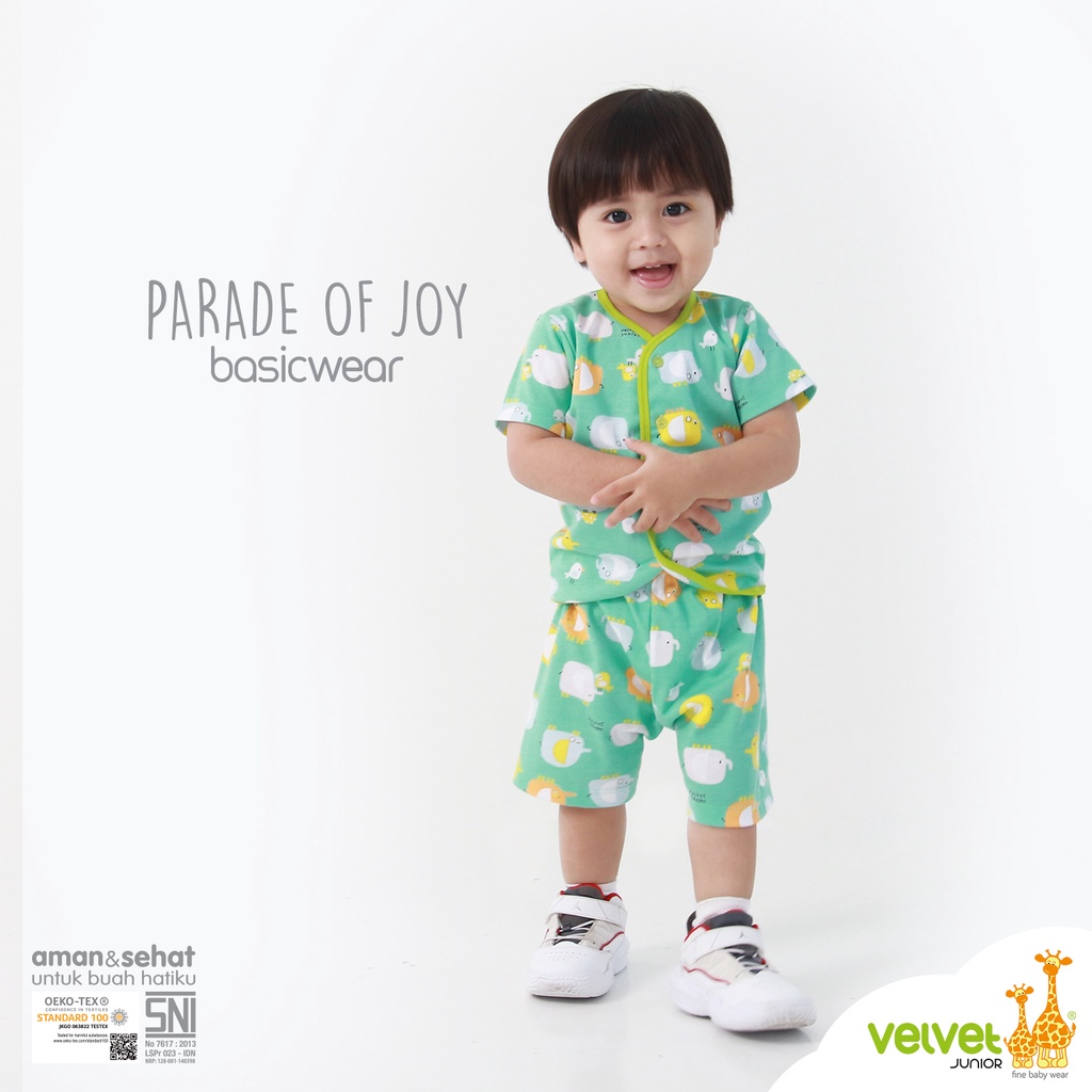 Velvet Junior Setelan Baju Anak Kancing Tengah Pendek Celana Pendek - BasicWear Parade of Joy