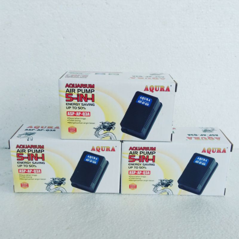 mesin aerator airpump 1 lubang AQURA ASP AP Q3 A airpump aquarium kolam mesin gelembung udara akuarium