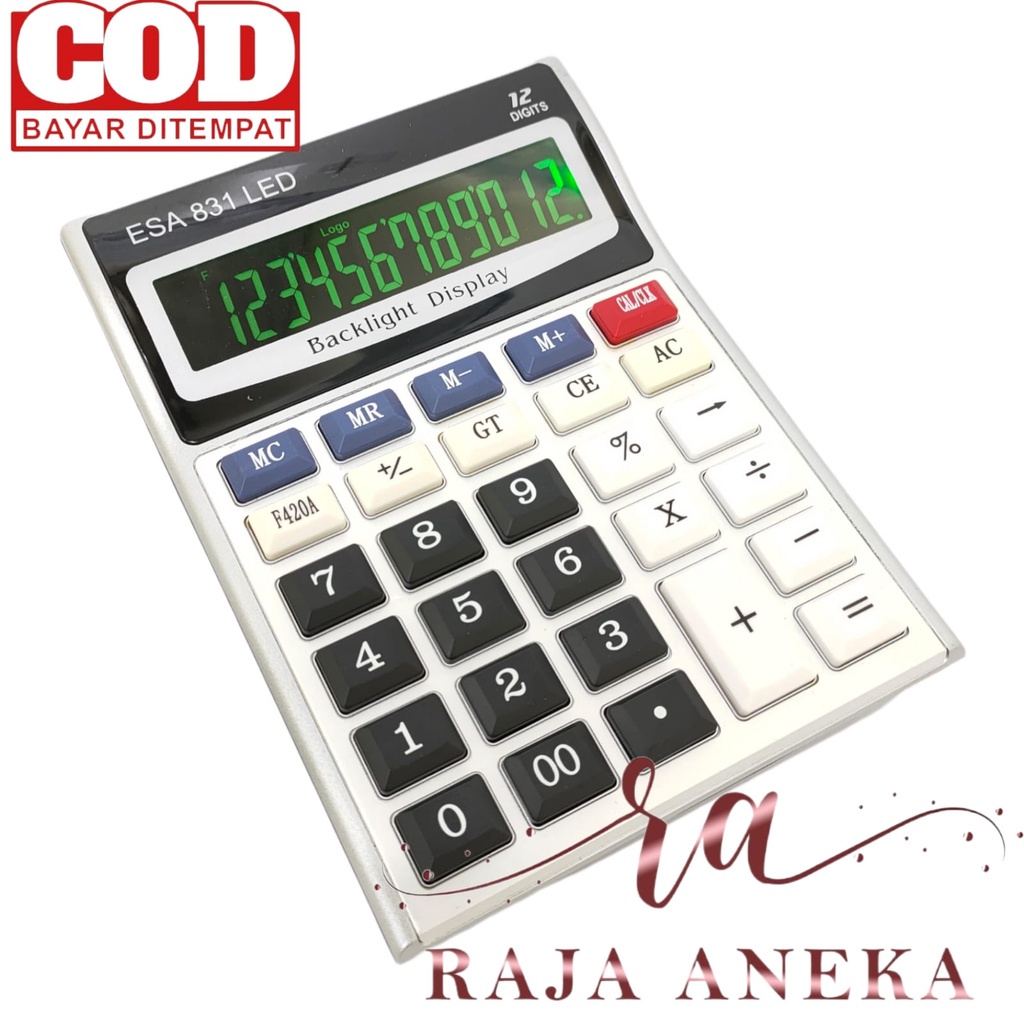 Jual KALKULATOR LED ESA 831 LAYAR HIJAU NYALA CALCULATOR 12 DIGIT ...