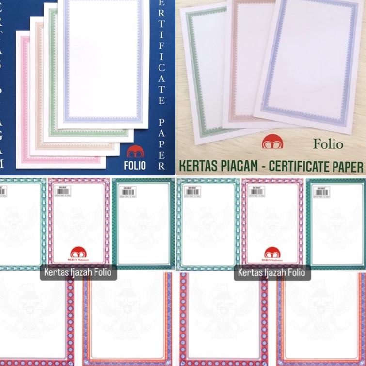 

♡ 100 Lembar - Kertas Piagam Ijazah Certificate Paper Sertifikat Folio F4 ㍐