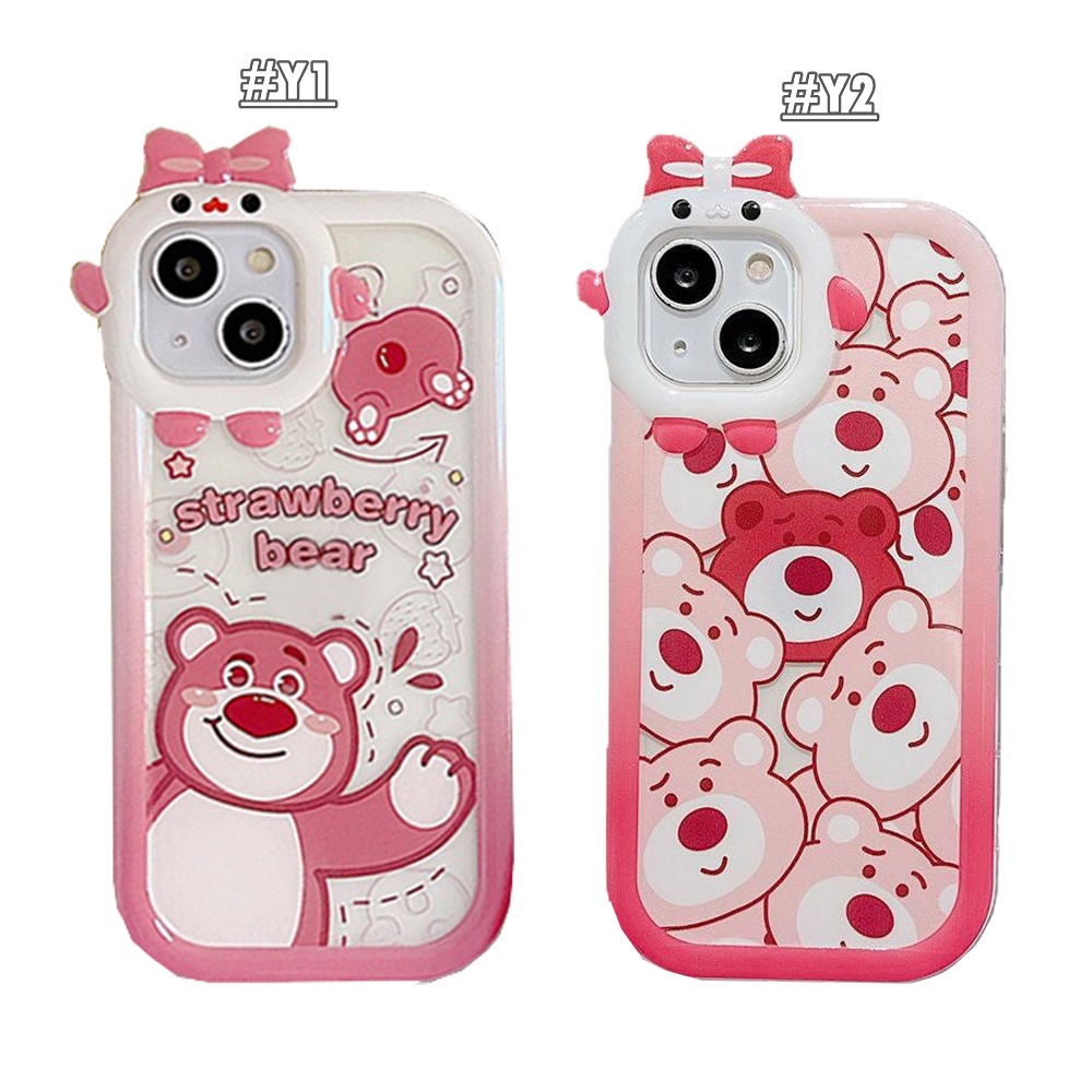 IPHONE Case Beruang Strawberry Kartun Kartun Untuk Iphone14 Pro Max IPhone13 Pro Max IPhone11 IPhone12 IPhoneXR XS 6 6S 78 Plus Se2020Monster Kecil