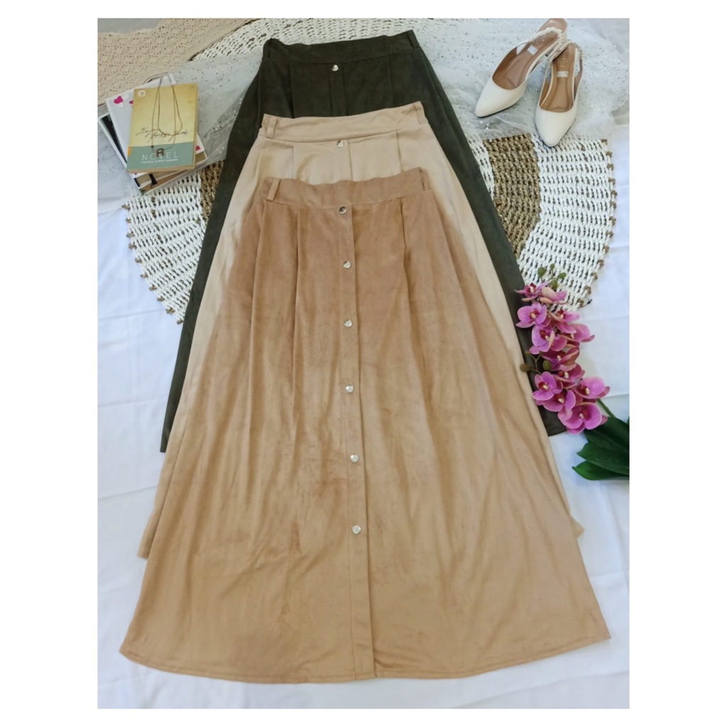 ALEEYA Rok Suede Kancing / Foila Button Maxi Skirt Suede (2104)