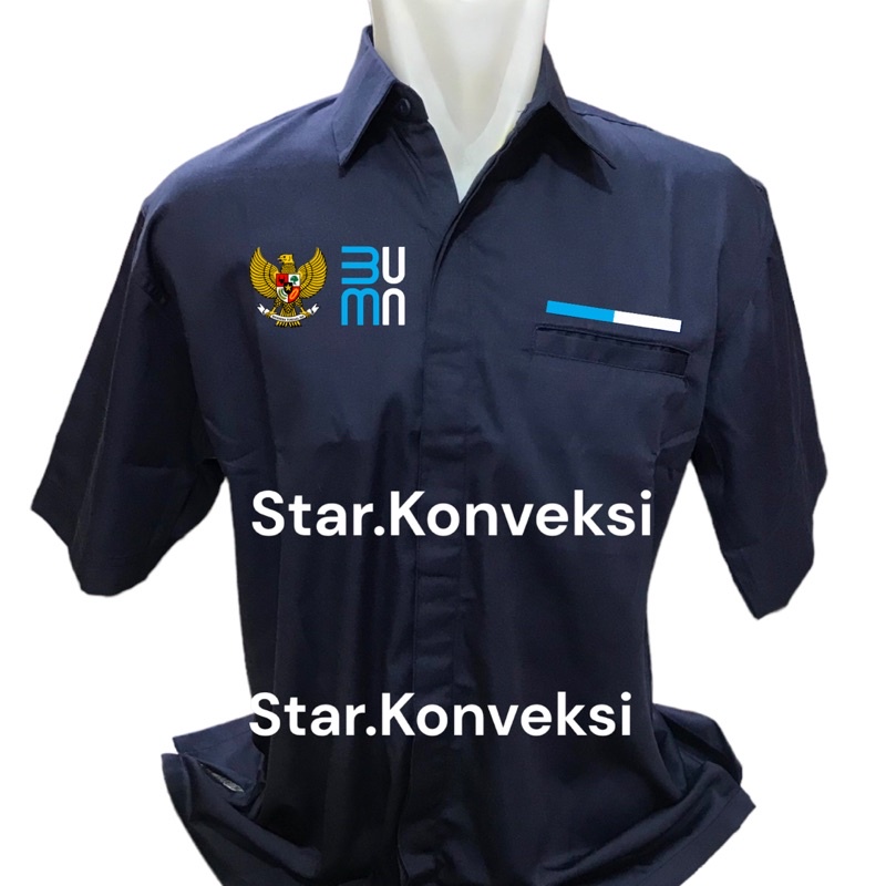 Seragam Dinas Kerja Kemeja PDH Seragam Baju BUMN Warna Navy Biru dongker Putih Lengan Pendek Lengan 