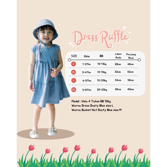 [BEST SELLER] DRESS RUFFLE KOREA DRESS ANAK PEREMPUAN 1-6 TAHUN LUCU RAYIRAKA KIDS