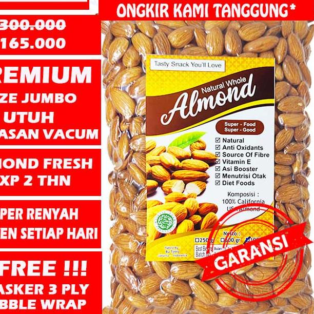 

EXCLUSIVE!1 Kg Kacang Almond Panggang Kupas Natural Premium Blue Diamond U.S.A|KD7