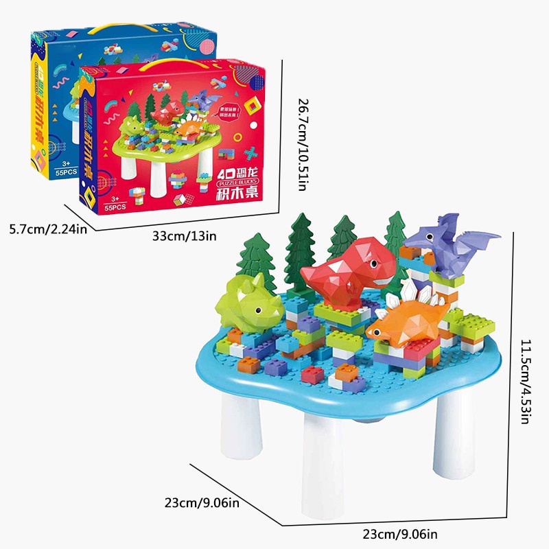 Meja Balok Dinosaurus 4D Puzzle Block Puzzle Mainan Balok Susun Puzzle Balok Mainan Dinosaurus Mainan Balok Anak