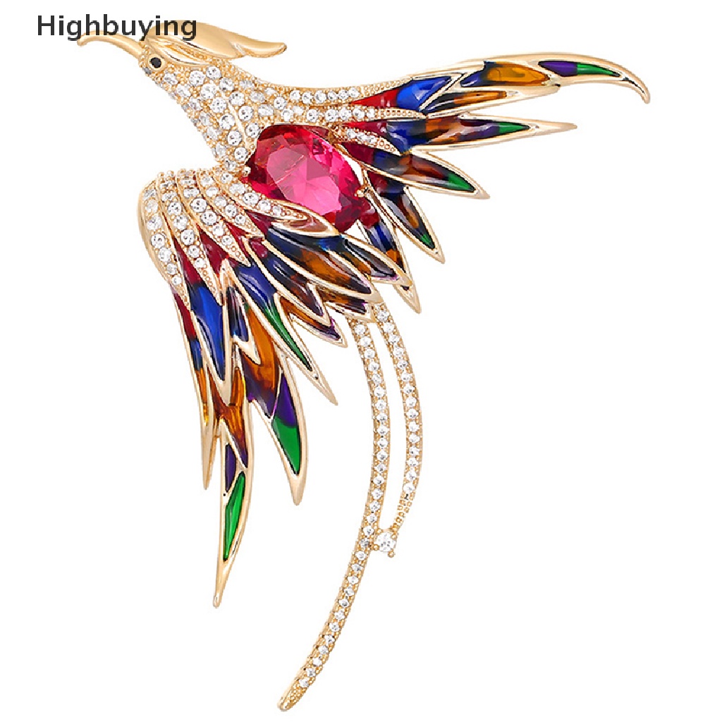 Hbid Baru Kristal Phoenix Burung Bros Enamel Warna-Warni Burung Bros Berlian Imitasi Hewan Pin Pesta Kantor Bros Pin Perhiasan Glory