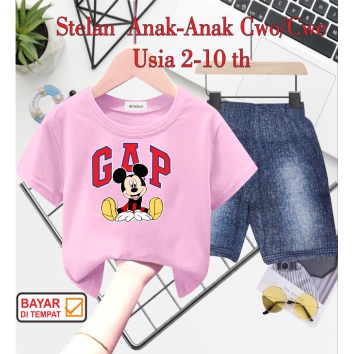 ((IB))SETELAN ANAK2 UNISEX SEMI JEANS/M1CKEY DIGITAL SABLON