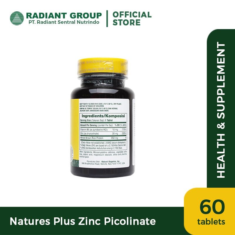 NATURE'S PLUS ZINC PICOLINATE 60's