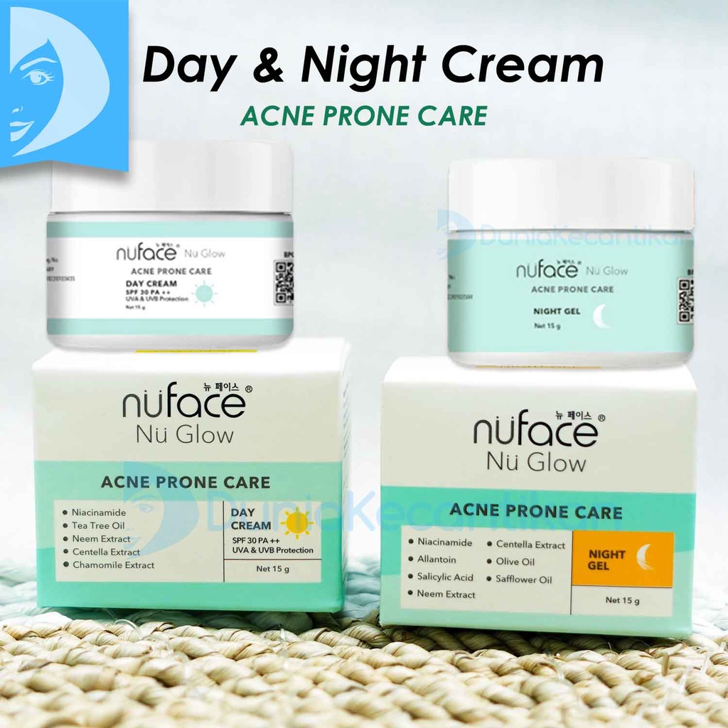 Nuface Nu Glow Brighten &amp; Supple Skin Day &amp; Night Cream Nu Glow Acne Prone Care Night Gel Day Cream Nuface Hydralock &amp; Youthful Night Cream Malam - Skincare Fuji