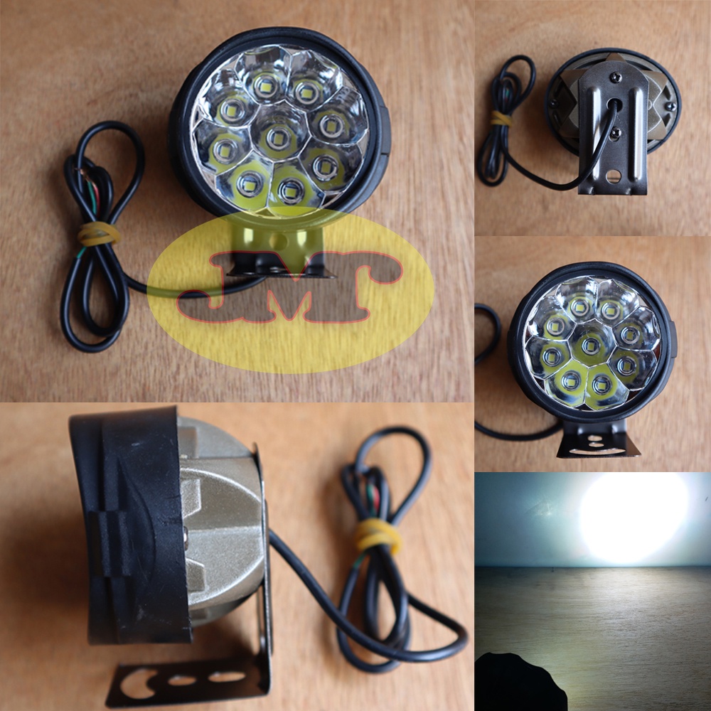 Lampu Sorot Motor Super Terang Lampu Tembak Sorot 9 Led 12volt Mata Bulat Lampu Tembak Motor Univers