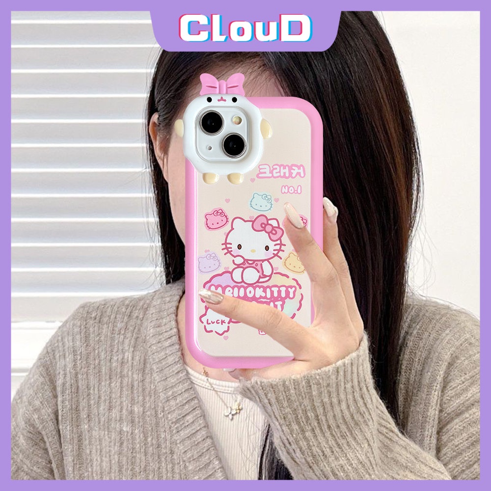 Soft Tpu Case Untuk Samsung A14 A04s A04 A13 A23 A32 A03 A03s A53 A50 A51 A31 A50s A52 A30s A12 A04E A71 A52s A22 A33 M32 A73 A11 A02s A21s Cute 3D Bow Monster Lens Hello Kitty Cover