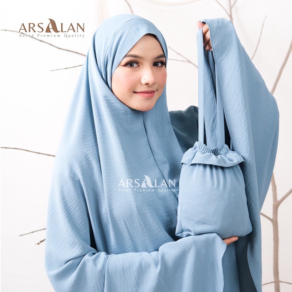 Mukena Dewasa 3in1 Crincle Airflow Jumbo Polos Traveling Fahira Series French Khimar Mukena Lesti | Arsalan