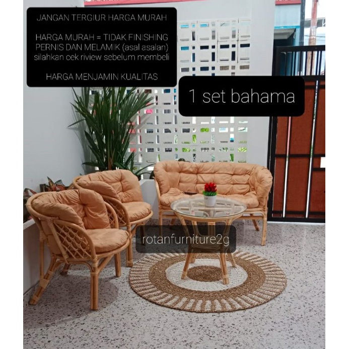 KURSI BAHAMA ROTAN 1 SET ALL WARNA KURSI CAFE/KURSI ROTAN TERAS CAFE TAMAN/KURSI TAMU/ASLI ROTAN HIG