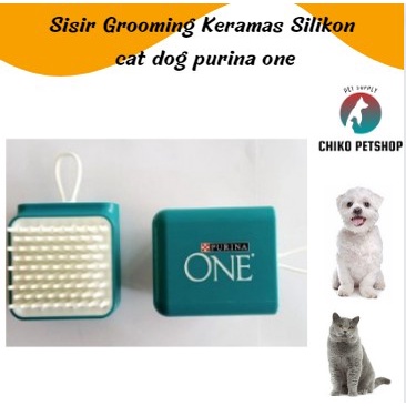 Sisir Grooming Keramas Silikon Purina One | Sisir Mandi Kucing Anjing