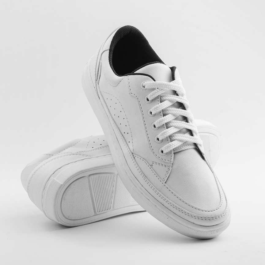 JOSE FULL WHITE - Sepatu Sneakers Pria Casual Kuliah Santai Sniker Sneker Original Cowok