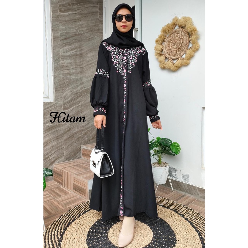 Dress Gamis Zahra Crinkle Airflow Bordir Premium Terbaru