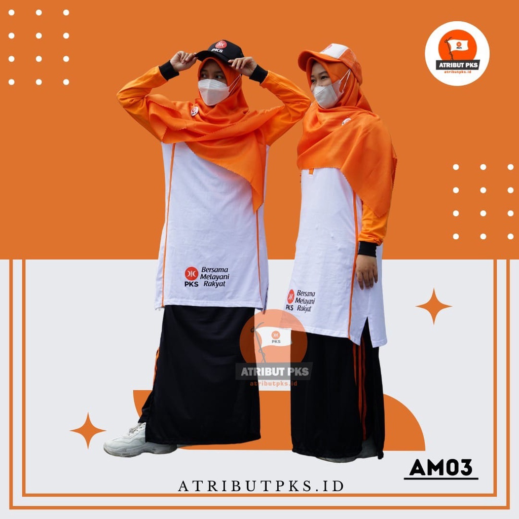 Kaos PKS Logo Baru Akhwat Tunik Orange Baju Muslimah kode 003