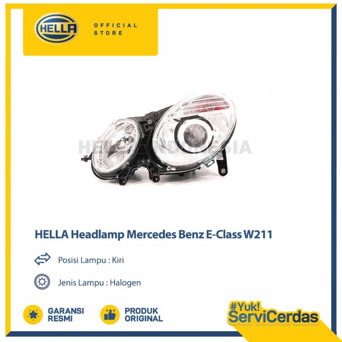 Lampu Headlamp Hella Mercedes Benz E-Class W211 Facelift (Kiri) Halogen - Lampu Depan Mobil