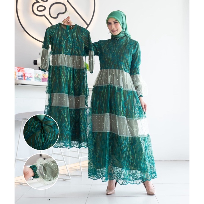 GAMIS BUSUI COUPLE IBU DAN ANAK / GAMIS BROKAT TULLE ORIGINAL / GAMIS COUPLE / GAMIS ANAK / GAMIS KO