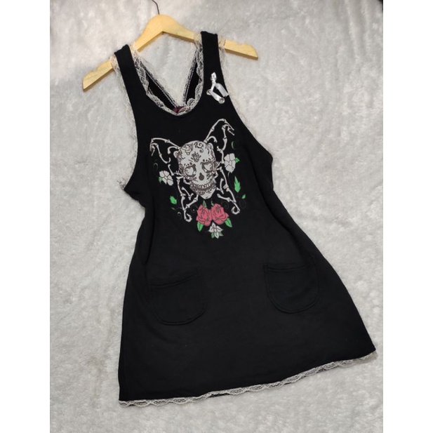 Drug Honey Goth Skull Roses Dress import ori branded