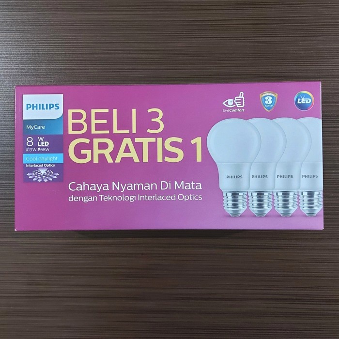 >*>*>*>*] Lampu LED Philips 8 Watt 3+1 Multipack