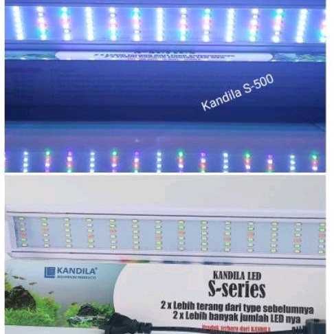 Lampu Led Aquarium KANDILA S-500 21.5 Watt Led 6 Baris 102 titik WRGB 50-60cm Lampu atas Akuarium Aquascape