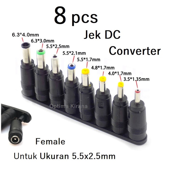 Jek DC Plug Adaptor Colokan Konverter 8 Kepala Charger Laptop Monitor