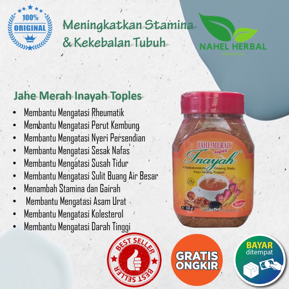 Suplemen Penggemuk Badan - Jahe Merah Inayah Instan 100% Original Bpom - Obat Gemuk Pria Permanen Ta