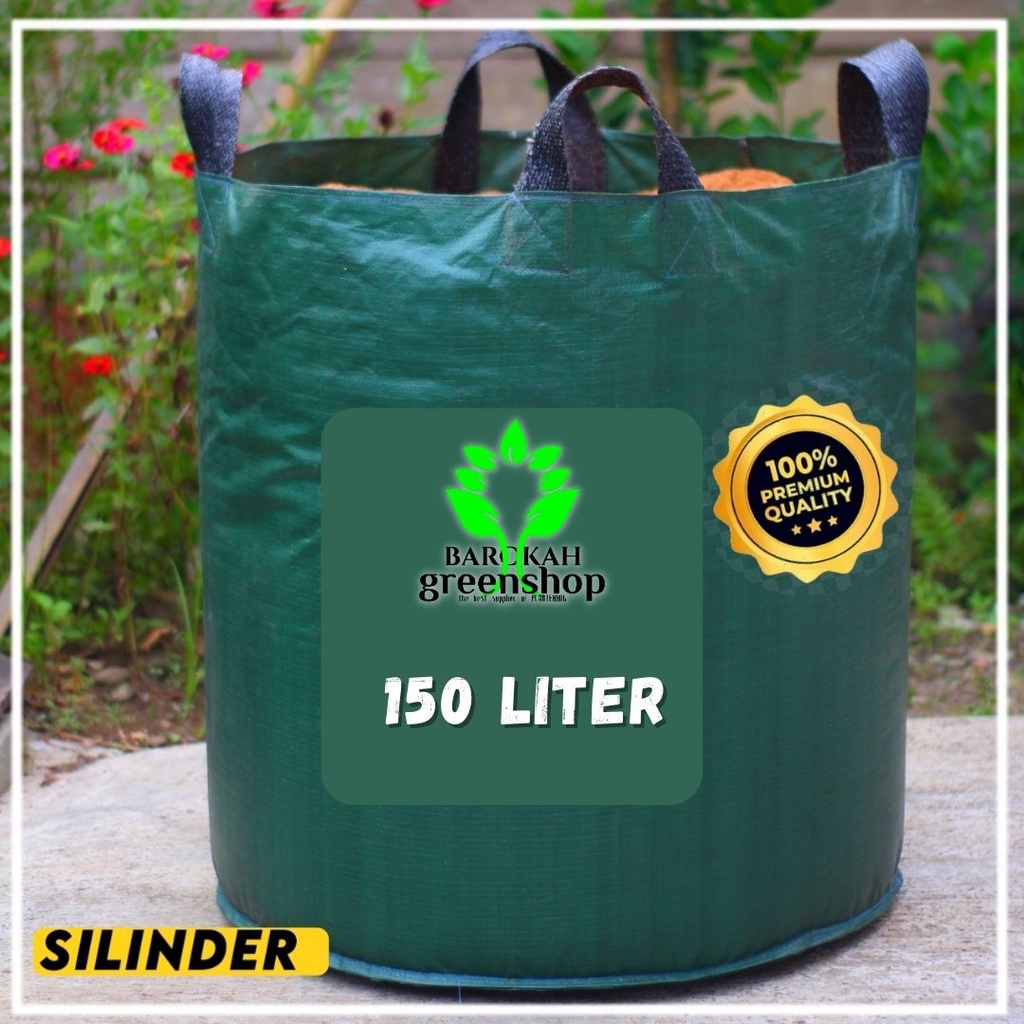 Planter bag 150 liter hijau bulat - pot - media tanam