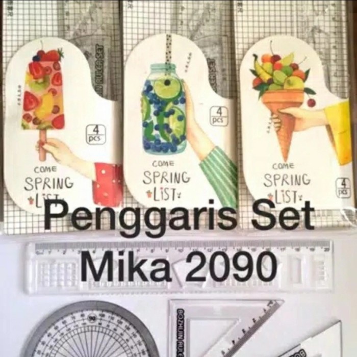 

*#*#*#] Penggaris mika 4 pcs set ruler segitiga busur mistar tas