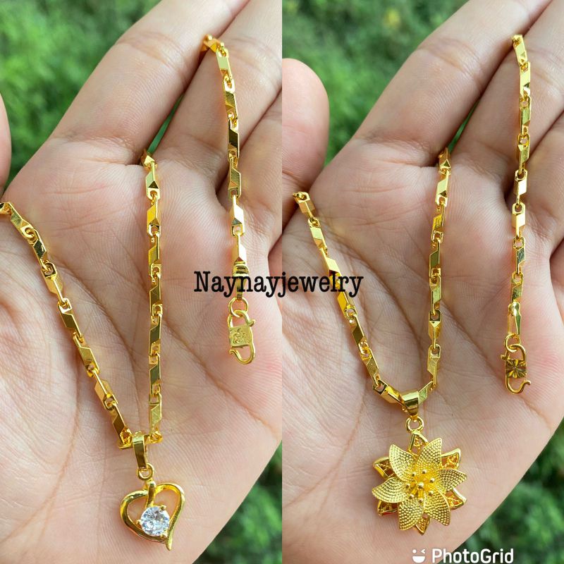 Kalung Padi Balok Lapis emas 24k / Uk 45 cm