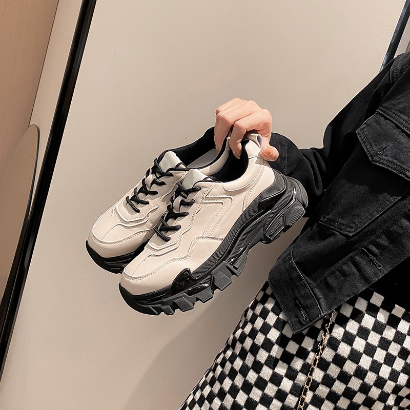 Sepatu Sneakers Wanita Wedges Tali Fashion Style Korean Shoes Casual Kekinian Sepatu Sneakers Tinggi Kulit Sintetis Free Box Azgalery SPT-18